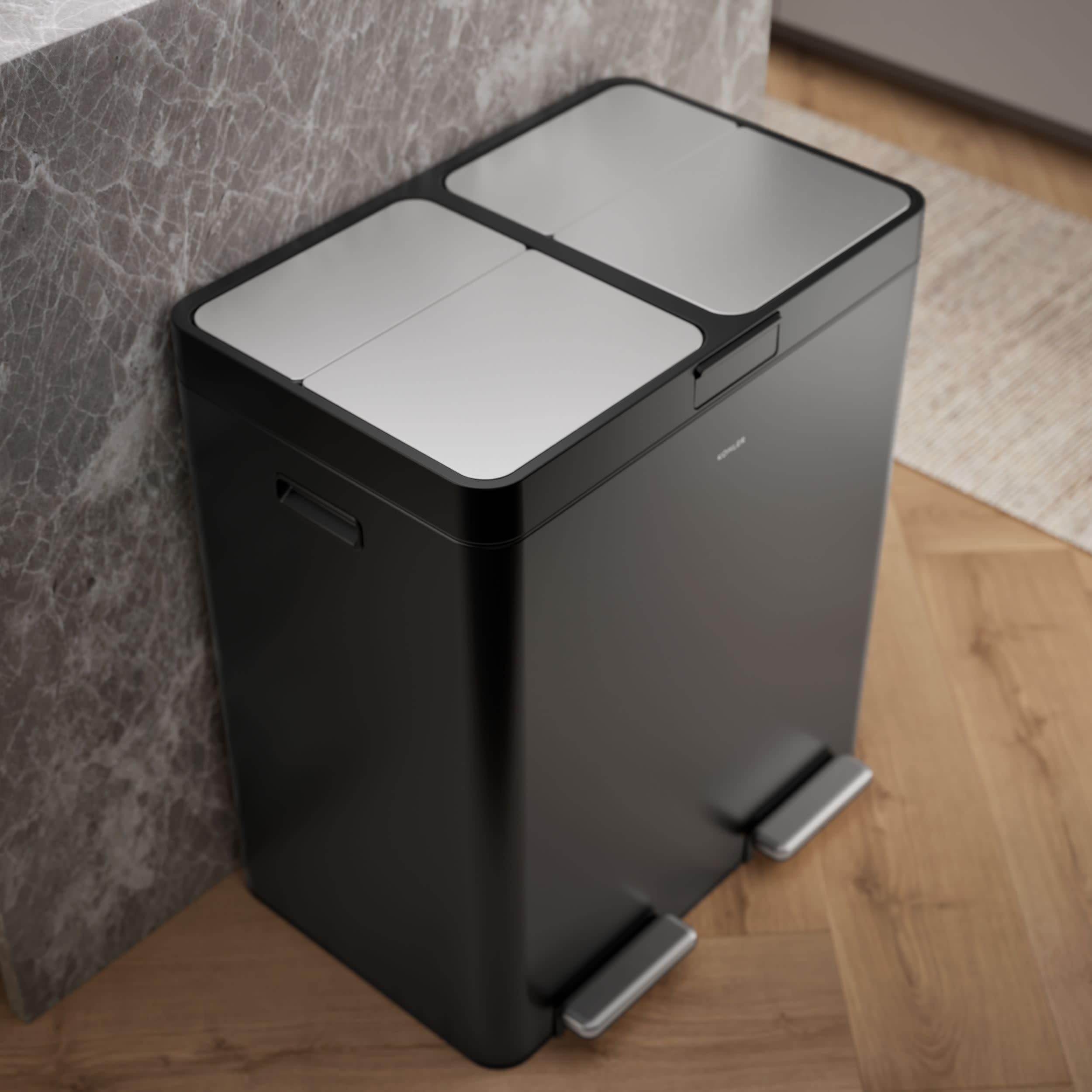 82L Dual Compartment Step Trash Can – Stainless Steel, Soft-Close Lid, Recycling Bin, Silent Pedal