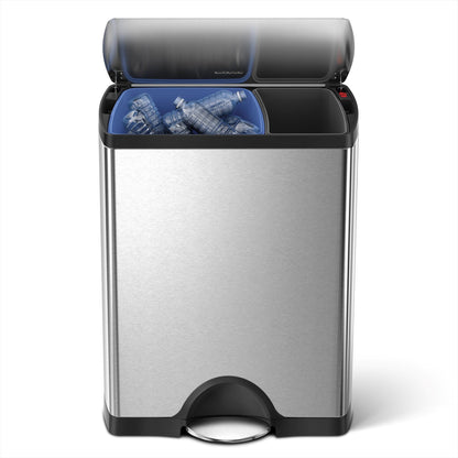 Rectangular Step Trash Can – Brushed Stainless Steel, Kitchen Waste Bin, Soft-Close Lid