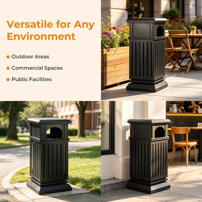 Outdoor Stainless Steel Trash Can – Commercial Heavy Duty Waste Bin, Locking Lid, Industrial Yard Garage Garbage Enclosure