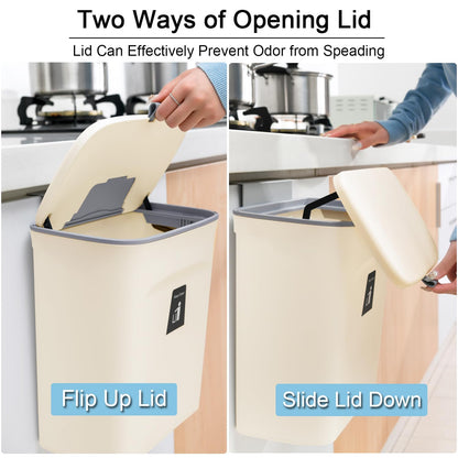 2.4 Gallon Kitchen Compost Bin – Countertop / Under Sink, Hanging Lid, Mountable Indoor Waste Bin