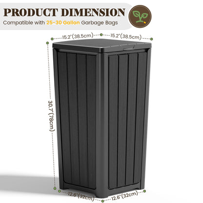 Outdoor Trash Can with Lid – Waterproof Resin Garbage Bin, Patio Garage Deck Backyard Waste Container