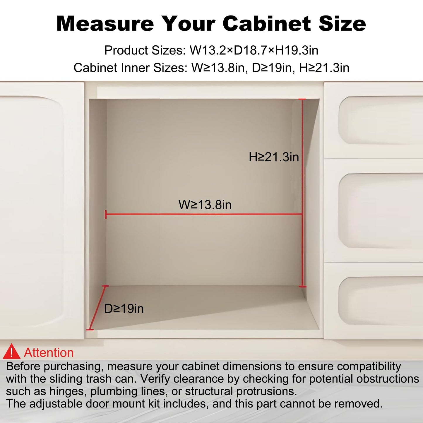 Under Cabinet Pull-Out Trash Can – Dual 24QT, Soft-Close Sliding, Lid, Kitchen Recycling Bin, Door Mount System, Grey