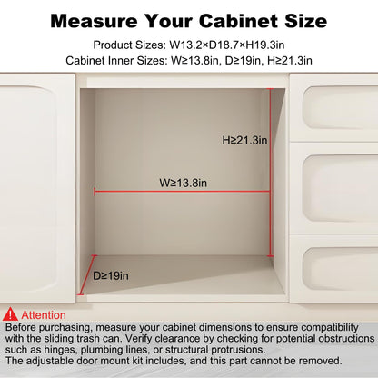 Under Cabinet Pull-Out Trash Can – Dual 24QT, Soft-Close Sliding, Lid, Kitchen Recycling Bin, Door Mount System, Grey