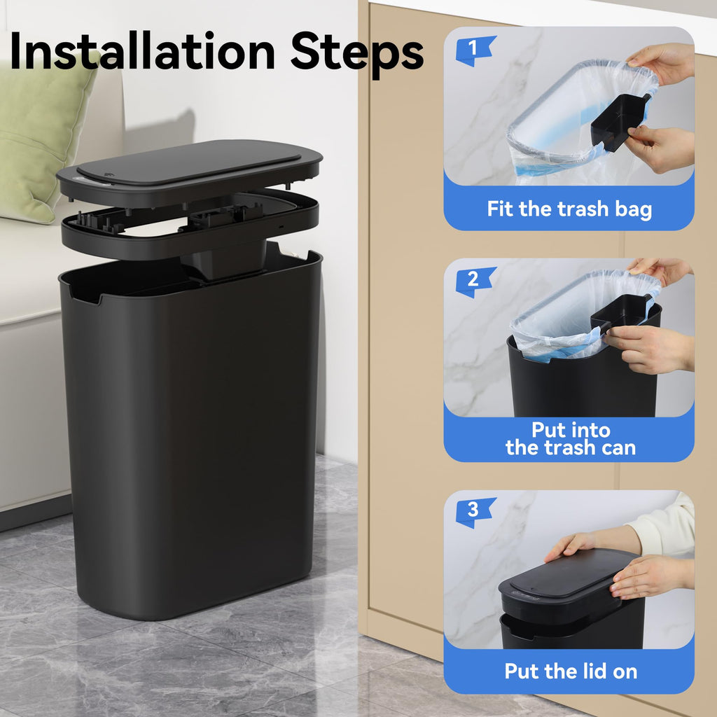 Bathroom Smart Trash Can – 5 Gallon / 18L, Touchless Motion Sensor, Slim Narrow Design, Lid, Home Office Bedroom RV