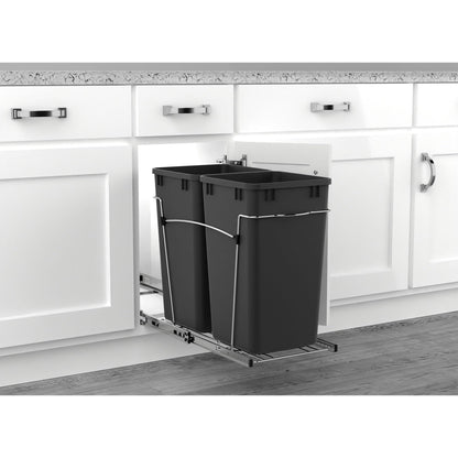Pull-Out Trash Can for Kitchen Cabinets – Under Sink Sliding Waste Bin System, Soft-Close Organizer