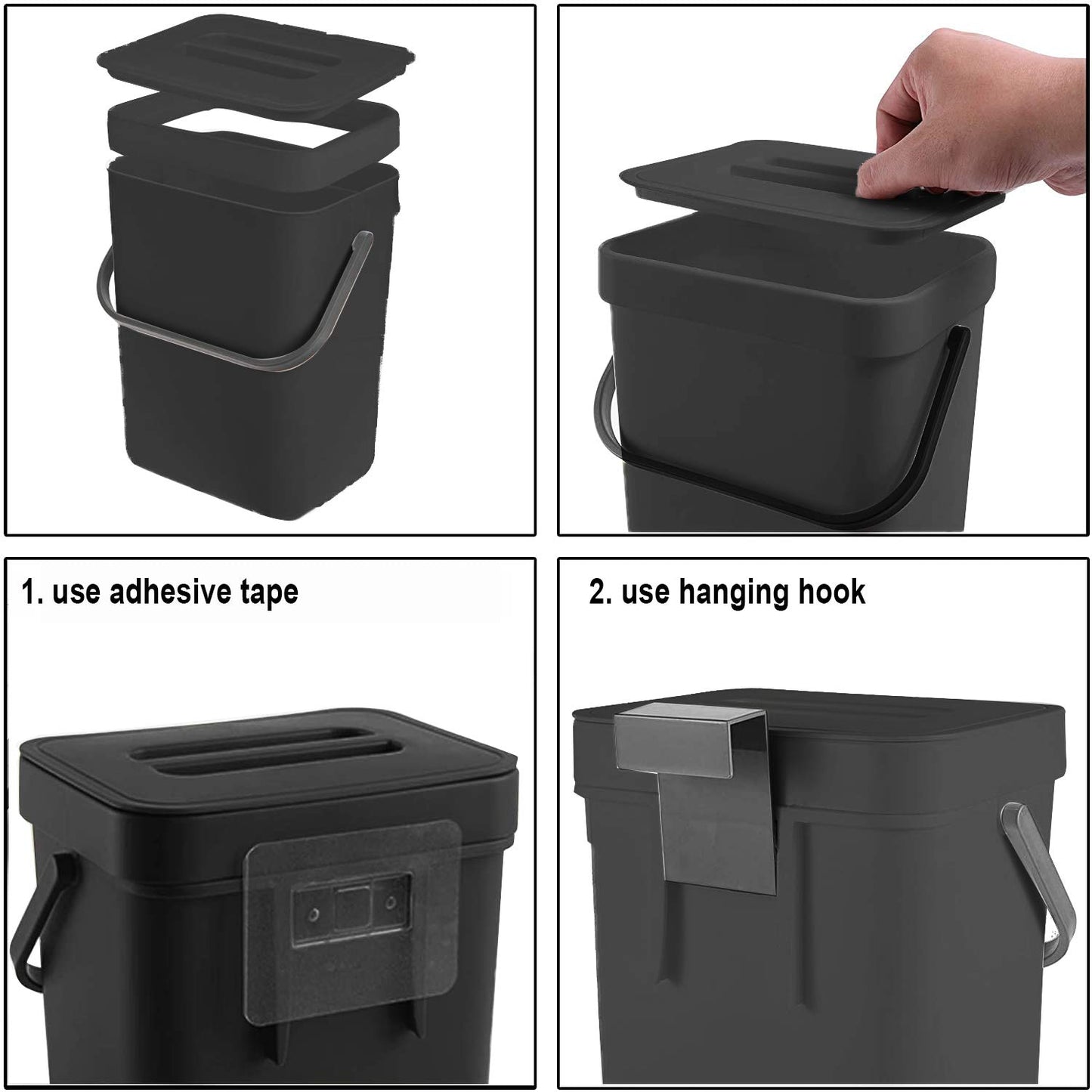 3L Small Trash Can – Compact Desktop Waste Bin, Mini Bathroom Kitchen Bin