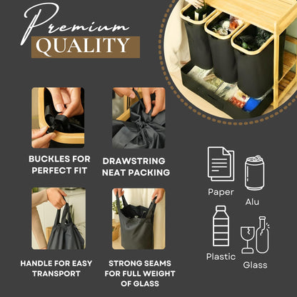 Kitchen Recycling Bin – Sectioned Waste Sorting Trash Can, Multi-Compartment Organizer