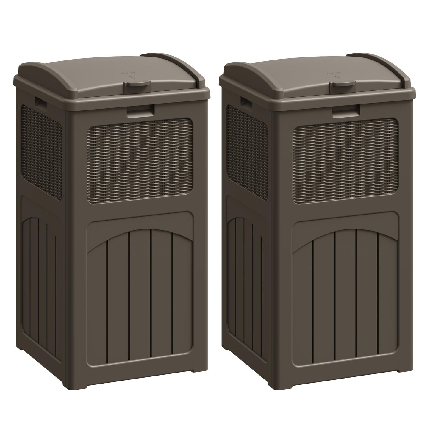 30 Gallon Outdoor Trash Can – Resin Hideaway Garbage Bin with Lid, Waterproof Patio Waste Container