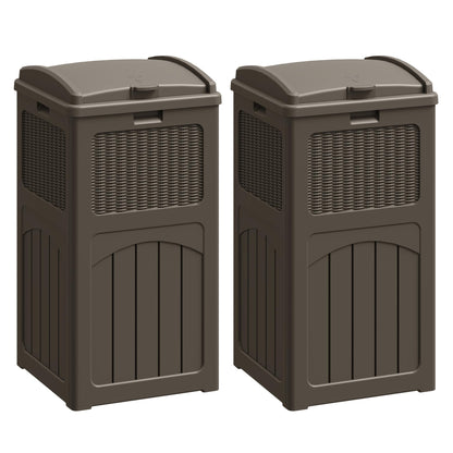 30 Gallon Outdoor Trash Can – Resin Hideaway Garbage Bin with Lid, Waterproof Patio Waste Container