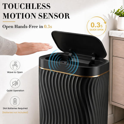 2.6 Gallon Smart Sensor Trash Can – Touchless Lid, Slim Waterproof Bathroom Bin, Compact Bedroom Office Waste Bin