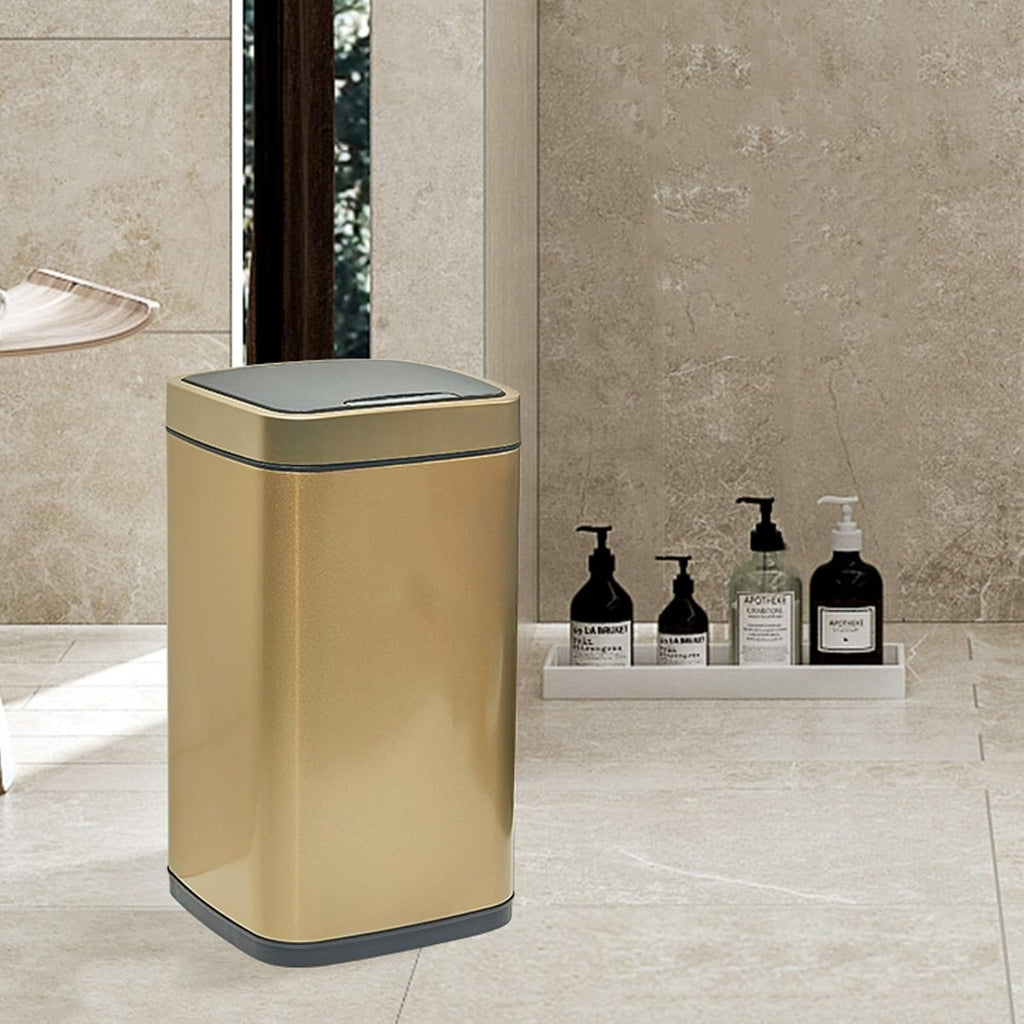 Smart Square Stainless Steel Sensor Trash Can with Lid, 2.3–3.1 Gallon Indoor Waste Bin for Bedroom & Living Room