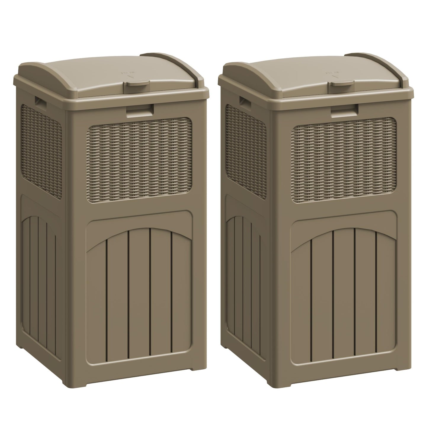 30 Gallon Outdoor Trash Can – Resin Hideaway Garbage Bin with Lid, Waterproof Patio Waste Container