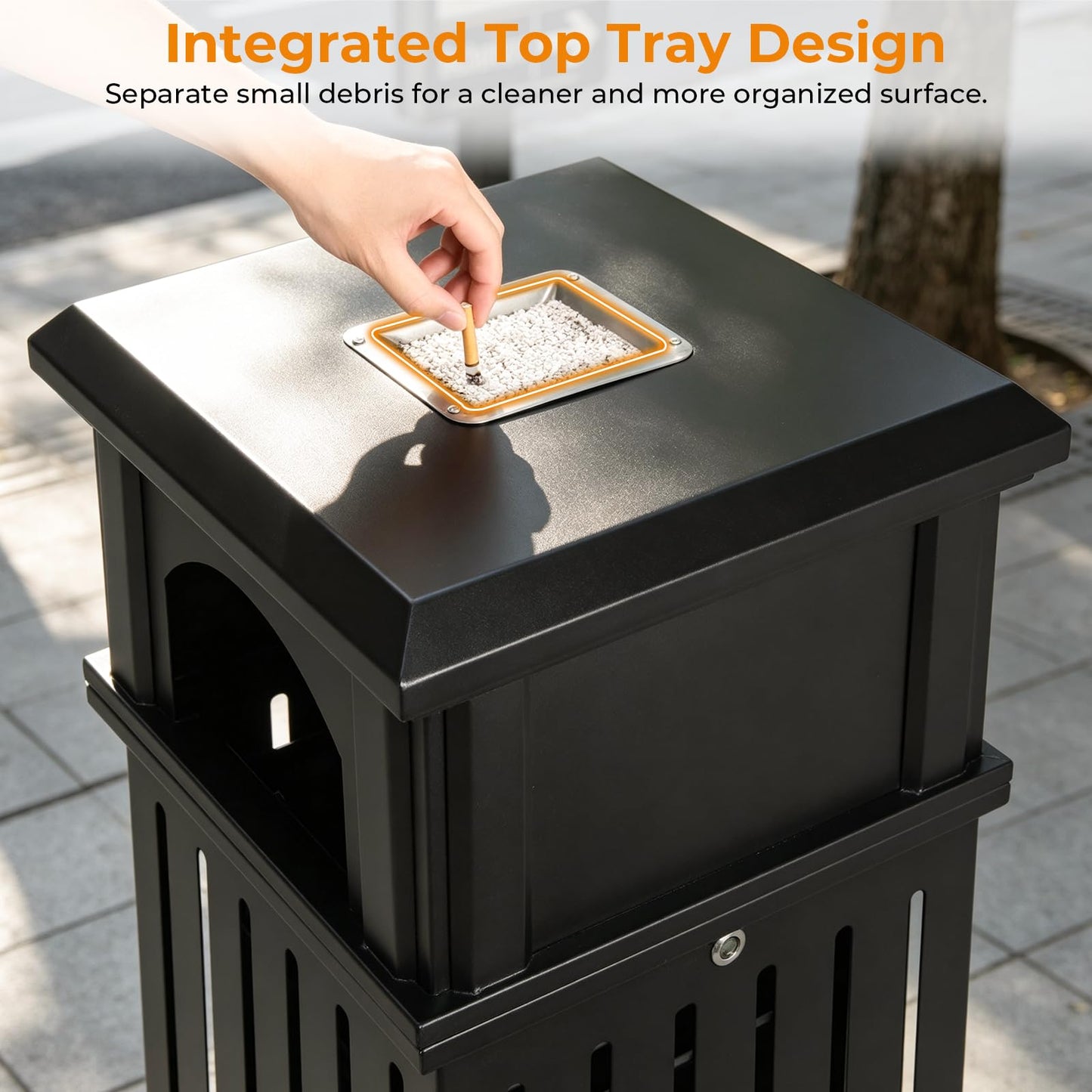Outdoor Stainless Steel Trash Can – Commercial Heavy Duty Waste Bin, Locking Lid, Industrial Yard Garage Garbage Enclosure