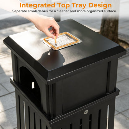 Outdoor Stainless Steel Trash Can – Commercial Heavy Duty Waste Bin, Locking Lid, Industrial Yard Garage Garbage Enclosure