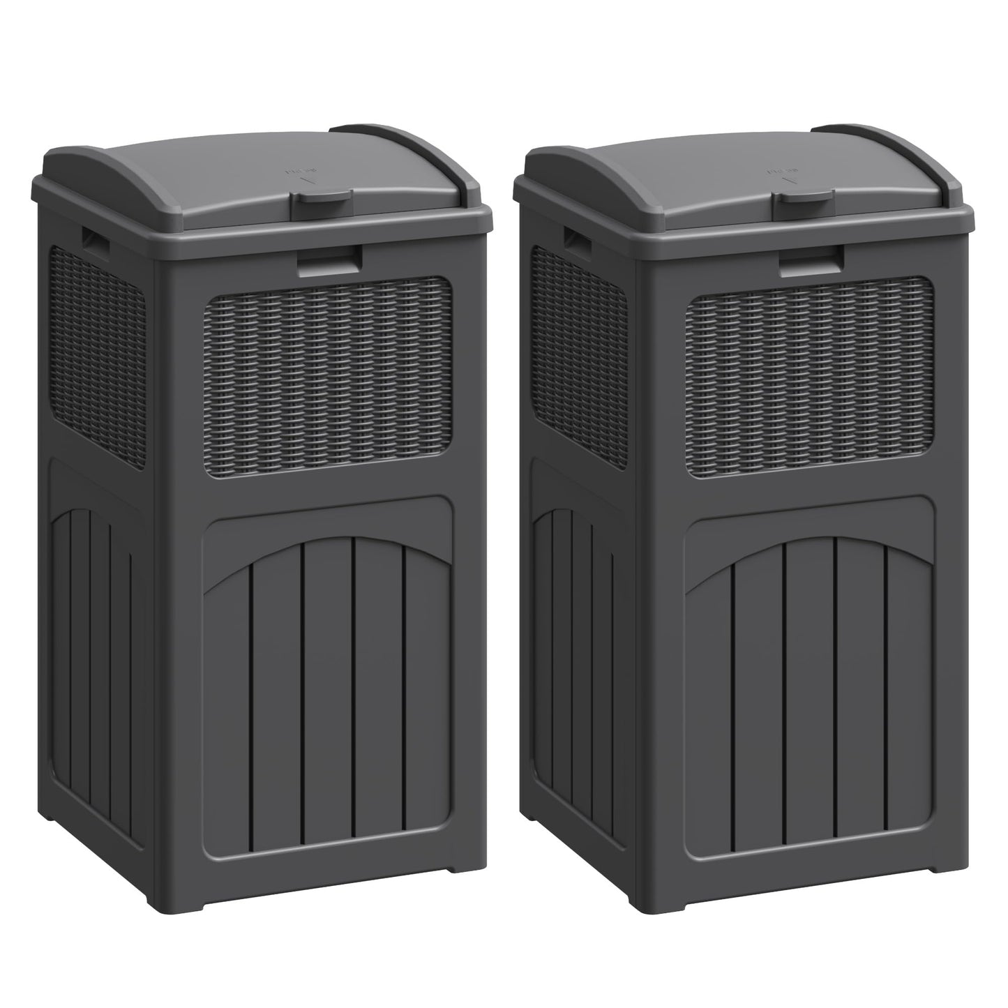 30 Gallon Outdoor Trash Can – Resin Hideaway Garbage Bin with Lid, Waterproof Patio Waste Container