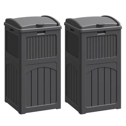30 Gallon Outdoor Trash Can – Resin Hideaway Garbage Bin with Lid, Waterproof Patio Waste Container