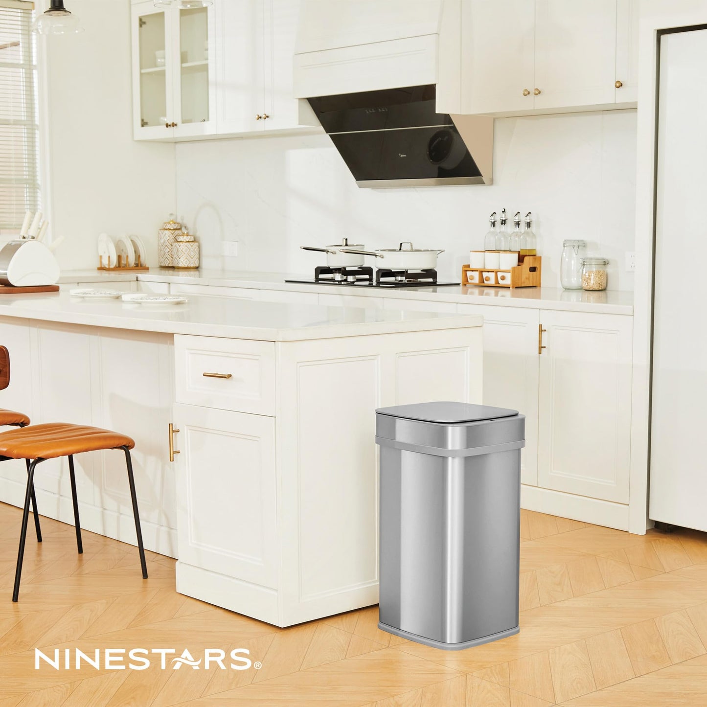 Smart Sensor Trash Can – 13 Gallon / 50L, UV Ozone Odor Control, Motion Lid, Stainless Steel, Kitchen Office Bin