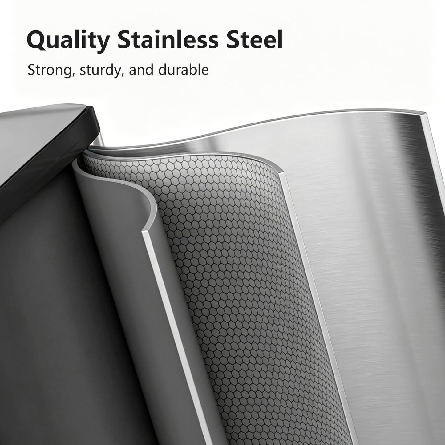 Stainless Steel Dual Compartment Trash Can – Kitchen Recycling Bin Combo, Foot Pedal, Soft-Close Lid