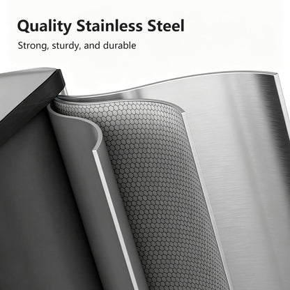 Stainless Steel Dual Compartment Trash Can – Kitchen Recycling Bin Combo, Foot Pedal, Soft-Close Lid
