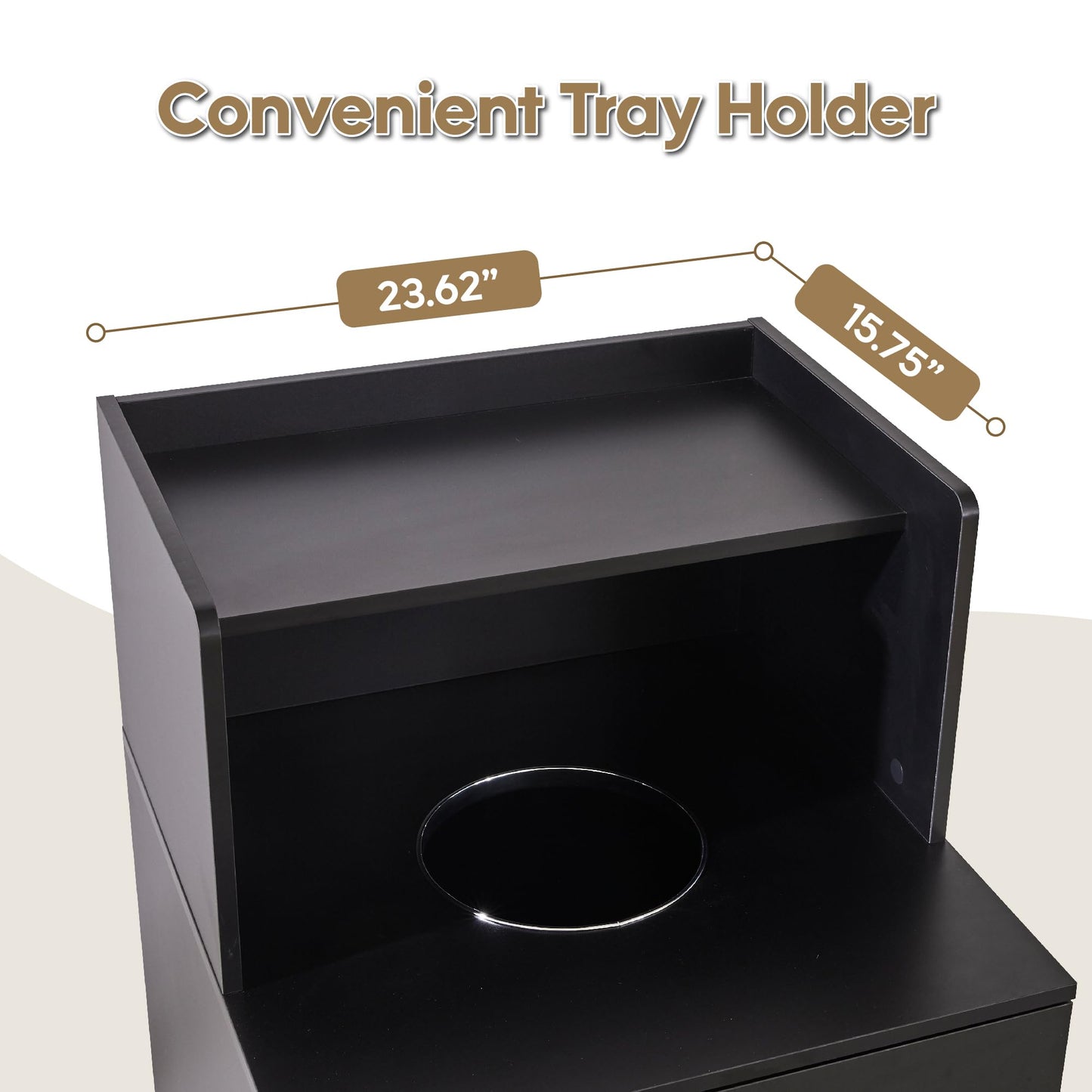 32 Gallon Commercial Restaurant Trash Cabinet – Wooden Enclosure, Large Waste Bin, Tray Holder, Door, Kitchen Office Cafeteria Garbage Container
