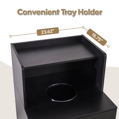 32 Gallon Commercial Restaurant Trash Cabinet – Wooden Enclosure, Large Waste Bin, Tray Holder, Door, Kitchen Office Cafeteria Garbage Container