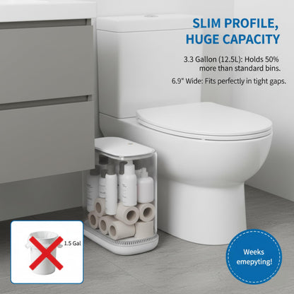 Dog Proof Trash Can – 3.3 Gallon Slim Bathroom Bin, Odor Sealing, Inner Bucket, Diaper Pail, White