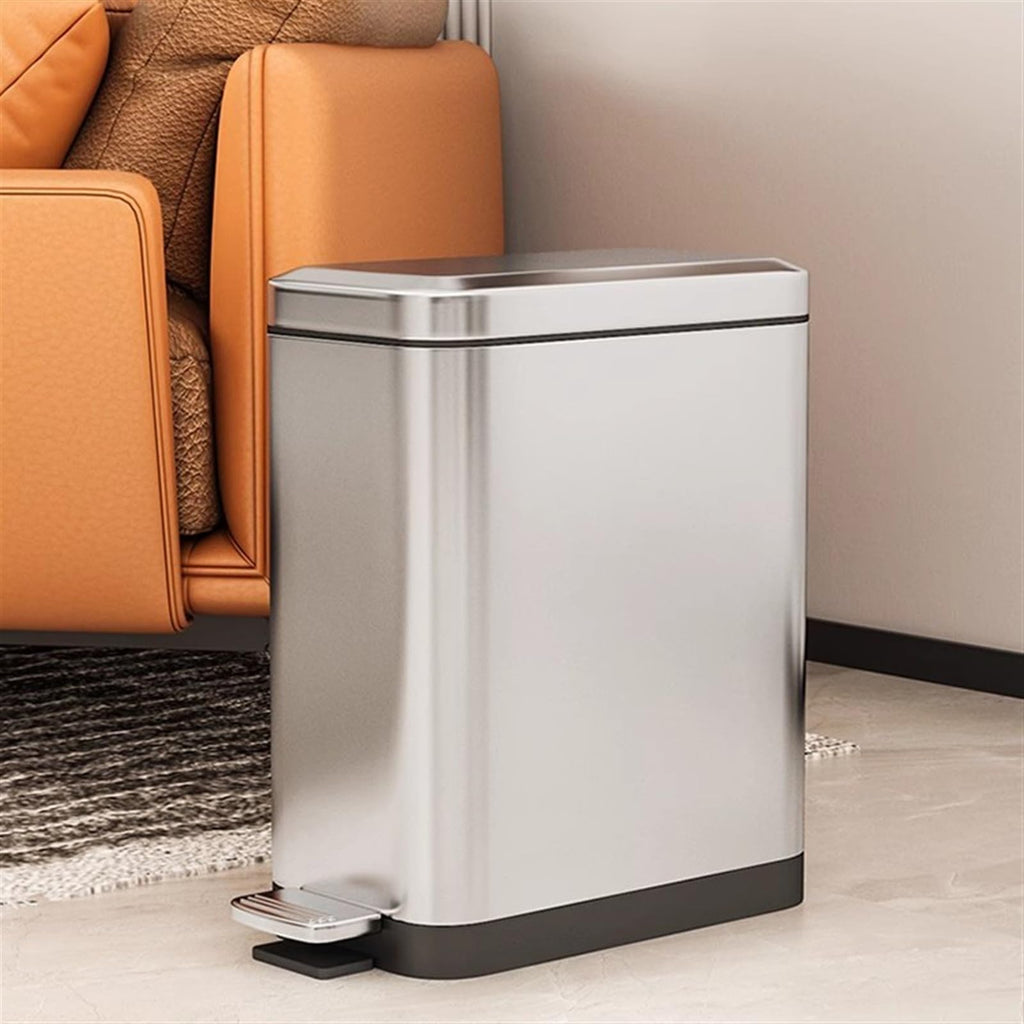 Slim Stainless Steel Step Trash Can, Soft Close Lid with Removable Inner Bucket, Bathroom Kitchen Household Waste Bin