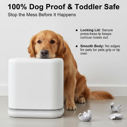 Dog Proof Trash Can – 3.3 Gallon Slim Bathroom Bin, Odor Sealing, Inner Bucket, Diaper Pail, White