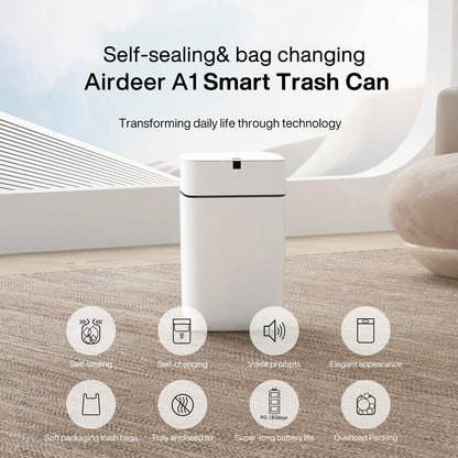 Smart Motion Sensor Trash Can – Self-Sealing, Self-Changing, Touchless Kitchen Bathroom Office Bin, Bag Ring System