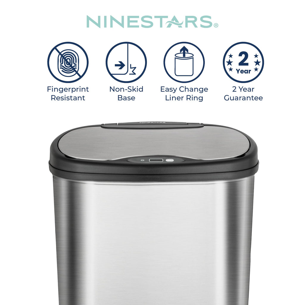 13 Gallon Smart Sensor Trash Can – 50L, Touchless, Odor Seal, Stainless Steel, Soft-Close Lid