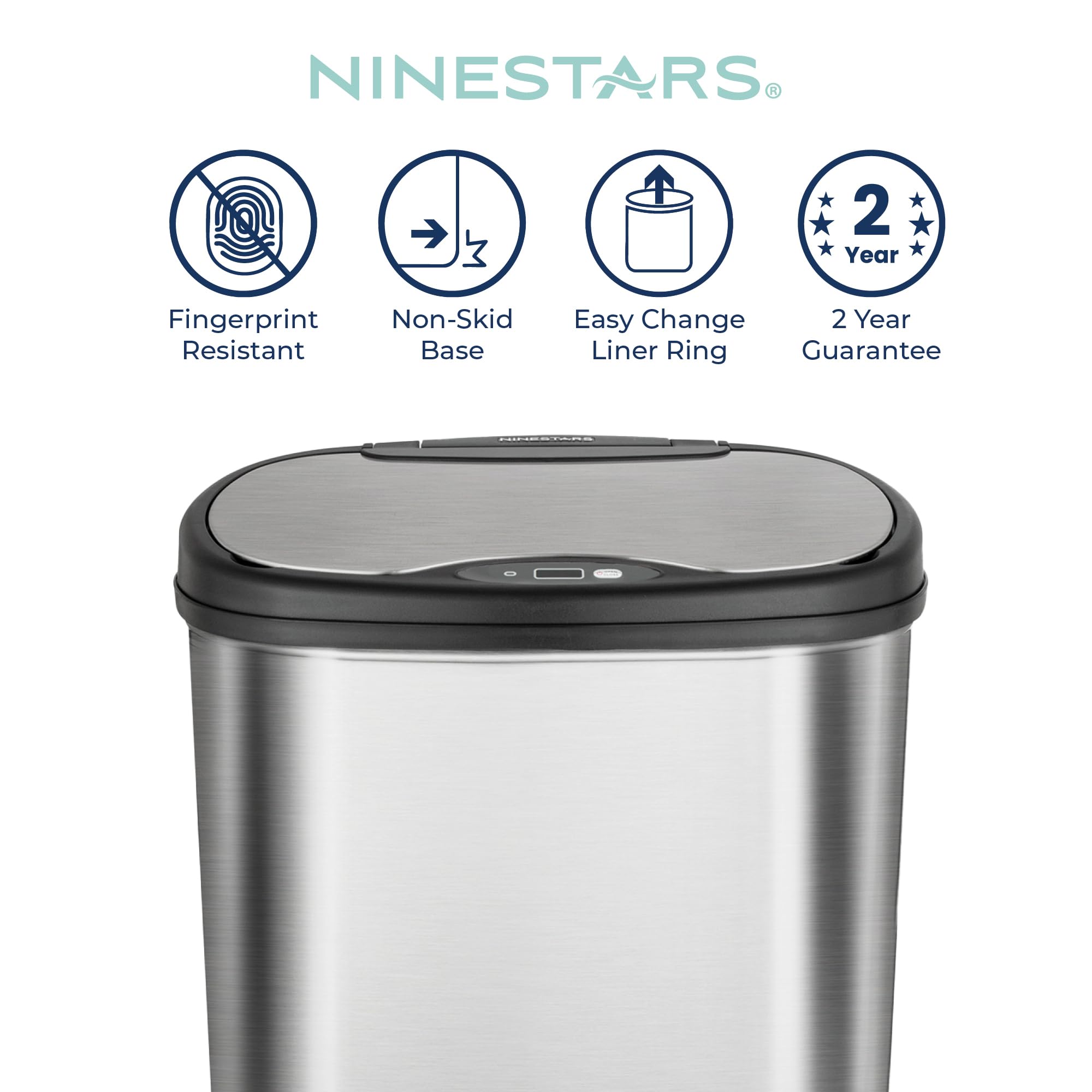 13 Gallon Smart Sensor Trash Can – 50L, Touchless, Odor Seal, Stainless Steel, Soft-Close Lid