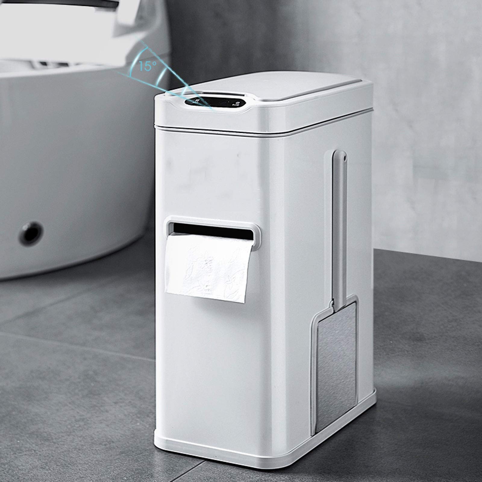 Smart Induction Trash Can with Lid, 7L Bathroom & Kitchen Waste Bin with Accessories Set
