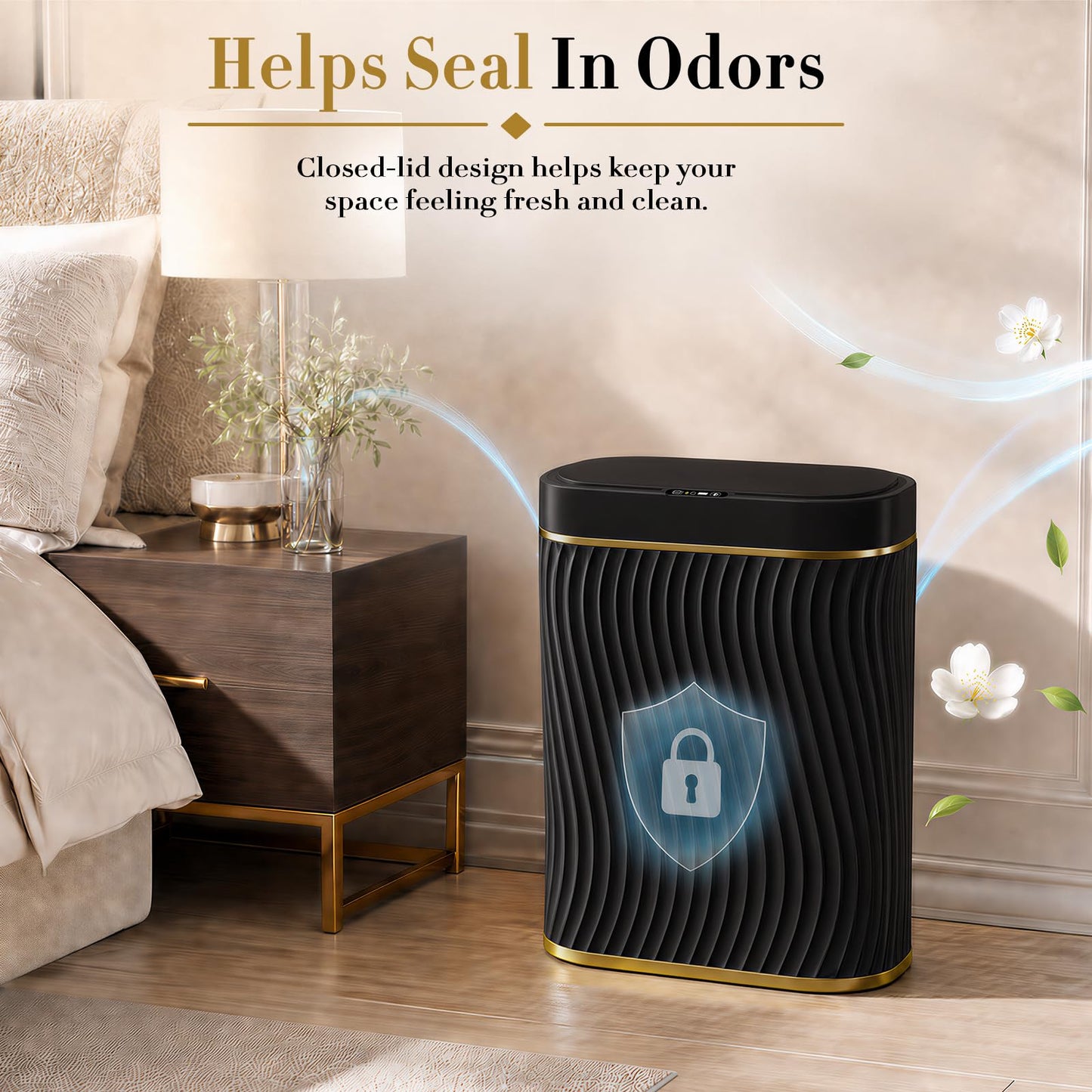 2.6 Gallon Smart Sensor Trash Can – Touchless Lid, Slim Waterproof Bathroom Bin, Compact Bedroom Office Waste Bin
