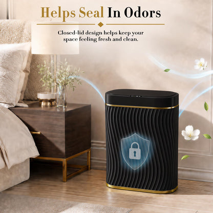 2.6 Gallon Smart Sensor Trash Can – Touchless Lid, Slim Waterproof Bathroom Bin, Compact Bedroom Office Waste Bin