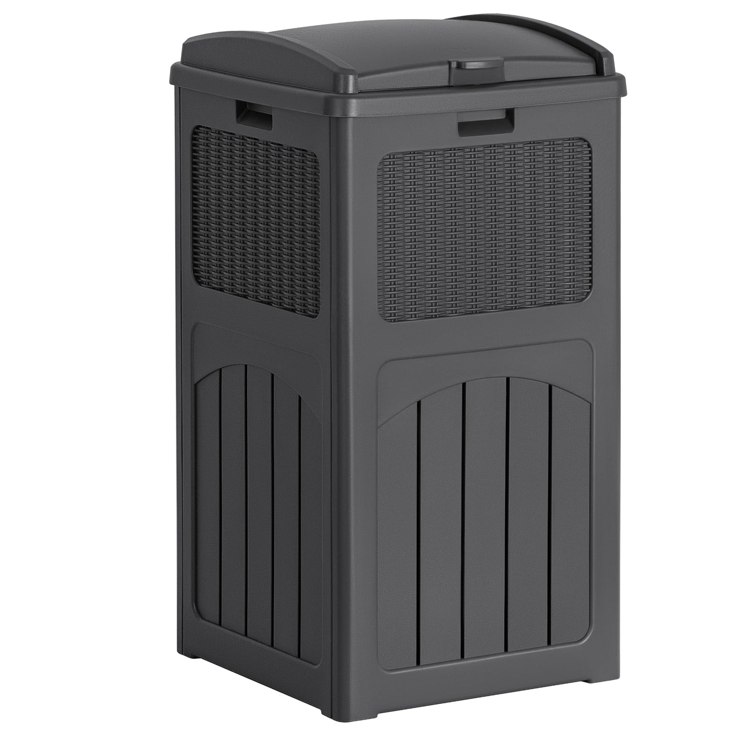 30 Gallon Outdoor Trash Can – Resin Hideaway Garbage Bin with Lid, Waterproof Patio Waste Container