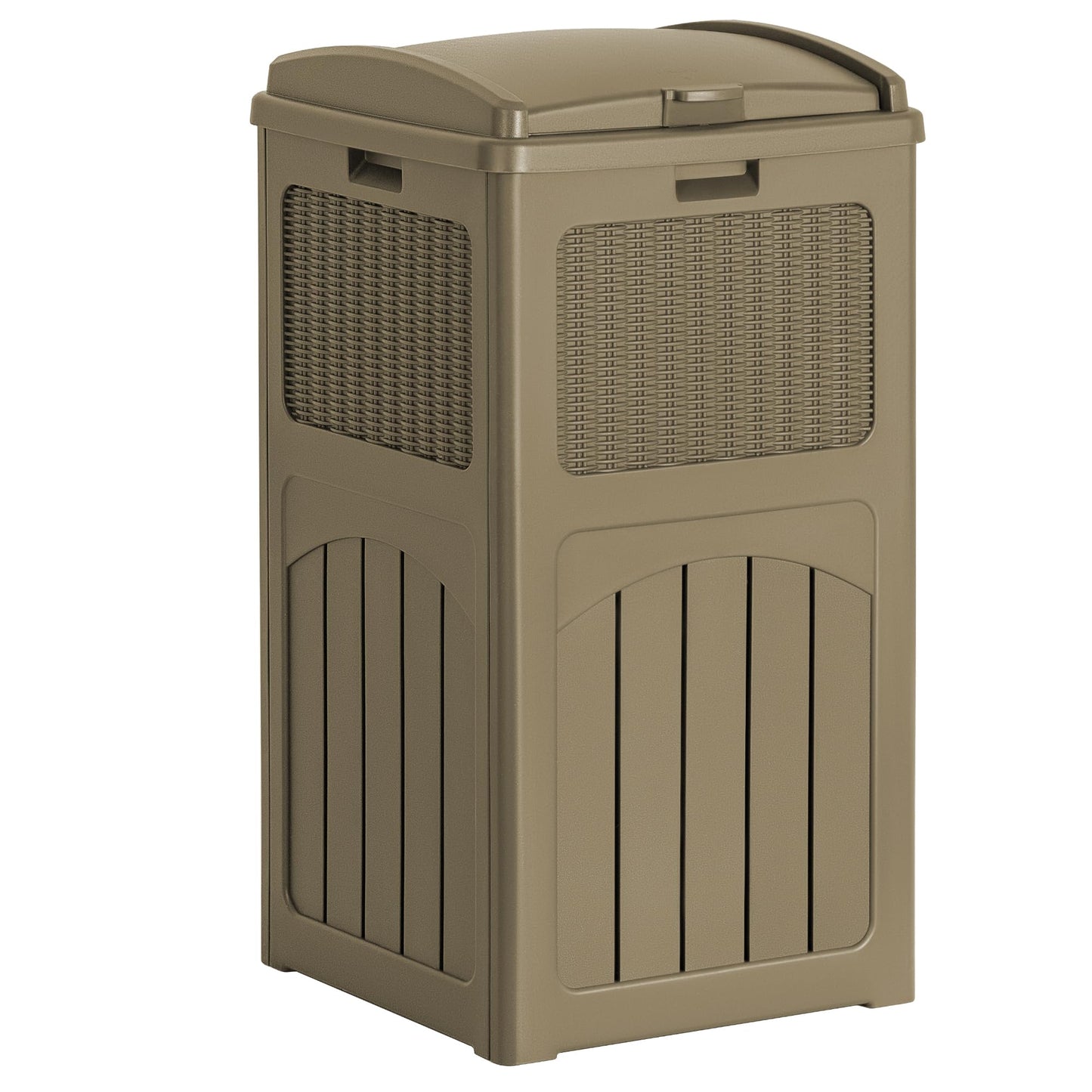 30 Gallon Outdoor Trash Can – Resin Hideaway Garbage Bin with Lid, Waterproof Patio Waste Container