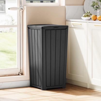 Outdoor Trash Can with Lid – Waterproof Resin Garbage Bin, Patio Garage Deck Backyard Waste Container