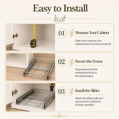 RUNMI Pull Out Trash Can Under Cabinet Under Sink Trash Can Pull Out with Handle