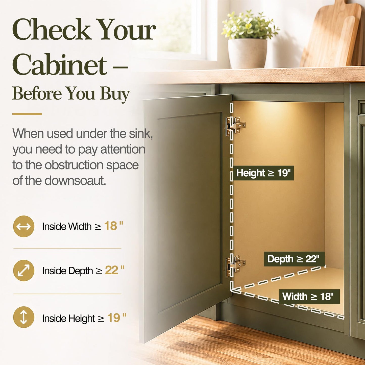 RUNMI Pull Out Trash Can Under Cabinet Under Sink Trash Can Pull Out with Handle