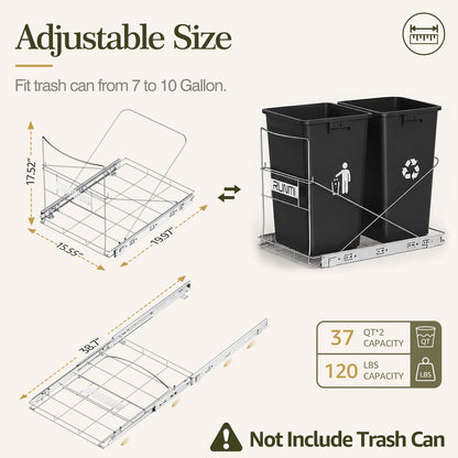 RUNMI Pull Out Trash Can Under Cabinet Under Sink Trash Can Pull Out with Handle