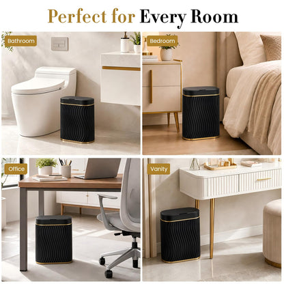 2.6 Gallon Smart Sensor Trash Can – Touchless Lid, Slim Waterproof Bathroom Bin, Compact Bedroom Office Waste Bin