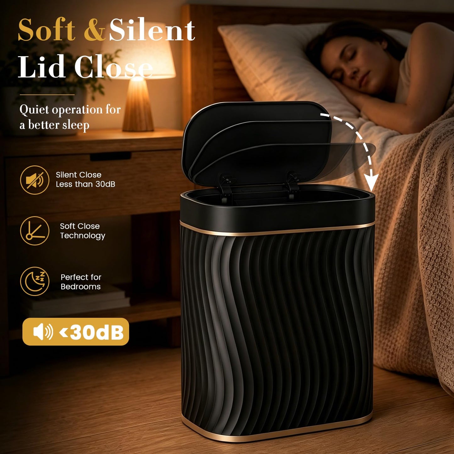 2.6 Gallon Smart Sensor Trash Can – Touchless Lid, Slim Waterproof Bathroom Bin, Compact Bedroom Office Waste Bin