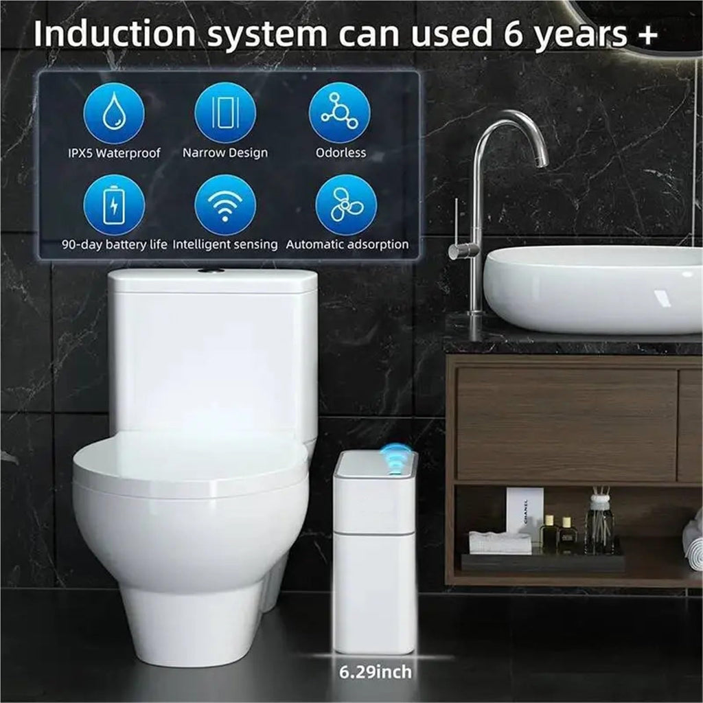 15L Smart Sensor Trash Can for Bathroom & Kitchen, Slim Minimalist Indoor Waste Bin