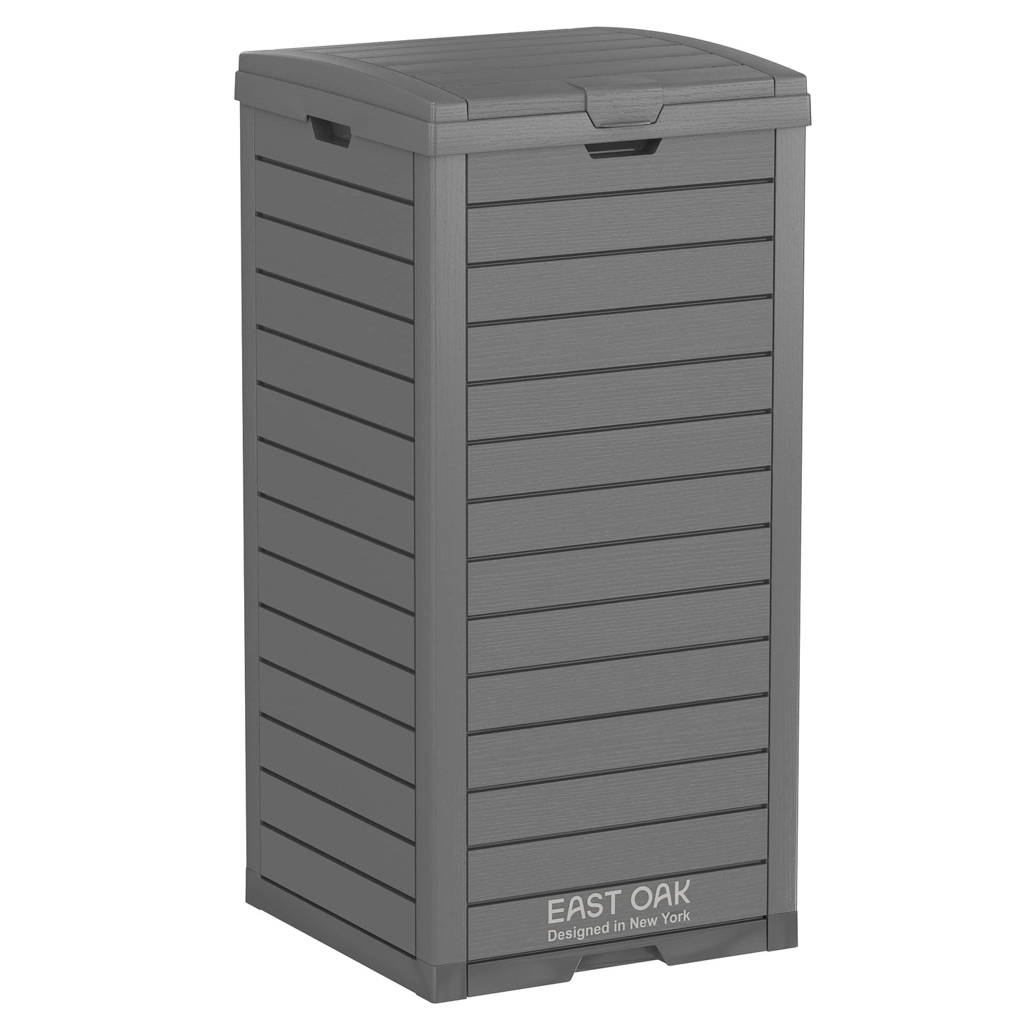 Outdoor Trash Can – Waterproof Resin Garbage Bin, Tiered Lid, Drip Tray, Patio Deck Backyard Waste Container