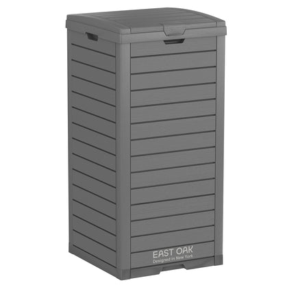 Outdoor Trash Can – Waterproof Resin Garbage Bin, Tiered Lid, Drip Tray, Patio Deck Backyard Waste Container