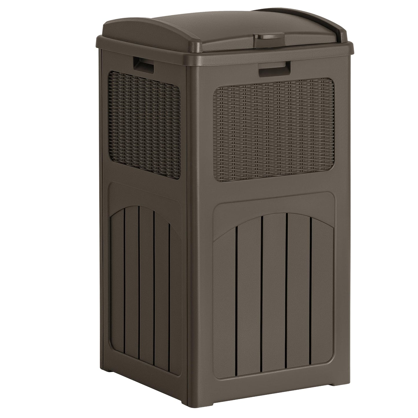 30 Gallon Outdoor Trash Can – Resin Hideaway Garbage Bin with Lid, Waterproof Patio Waste Container