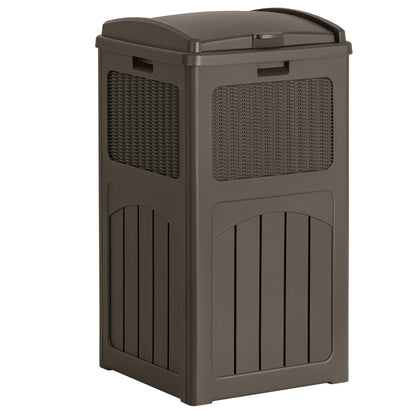 30 Gallon Outdoor Trash Can – Resin Hideaway Garbage Bin with Lid, Waterproof Patio Waste Container
