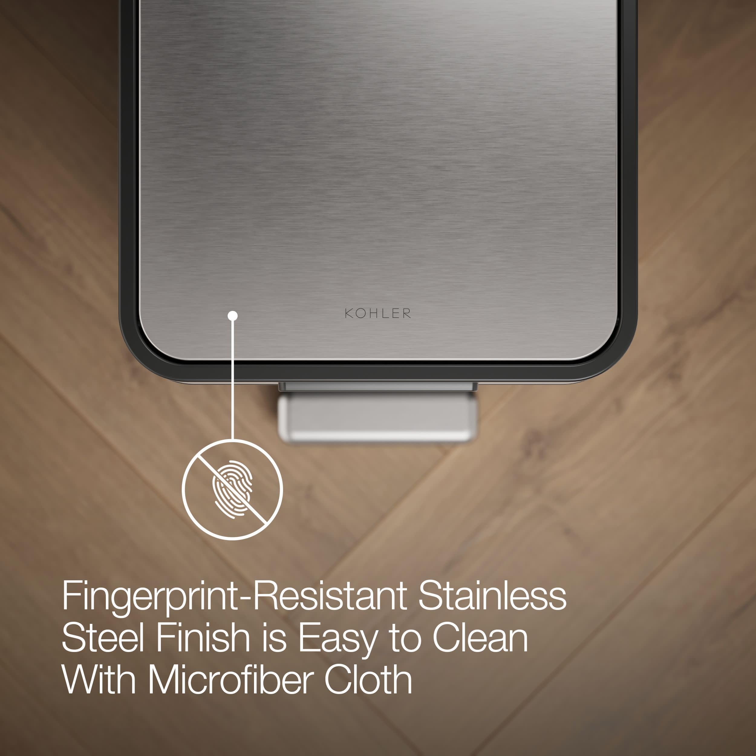 13 Gallon Slim Step Trash Can, Black Stainless Steel Space-Saving Bifold Lid Waste Bin
