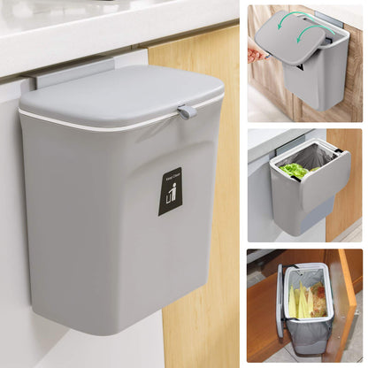 2.4 Gallon Kitchen Compost Bin – Countertop / Under Sink, Hanging Lid, Mountable Indoor Waste Bin