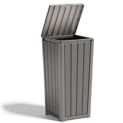 Outdoor Trash Can with Lid – Waterproof Resin Garbage Bin, Patio Garage Deck Backyard Waste Container